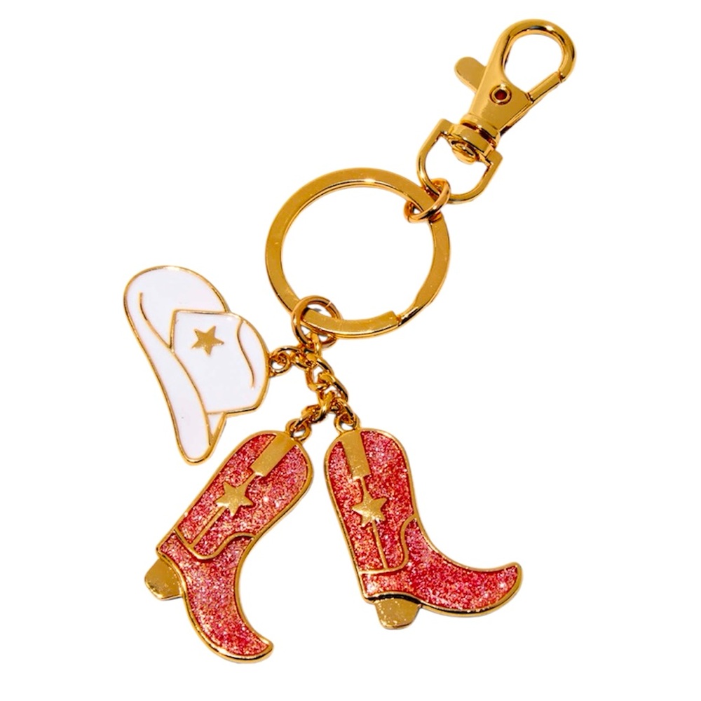 Pink Cowgirl Boots Keychain - NWT
